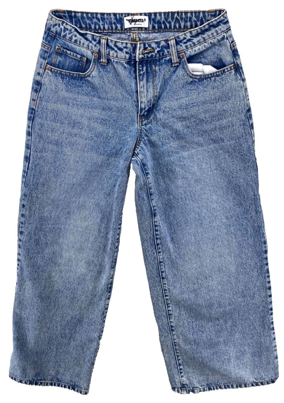 RSQ Low Rise Wide Leg Jeans Size 29x31 100% Cotton Acid Wash Distressed Skate y2